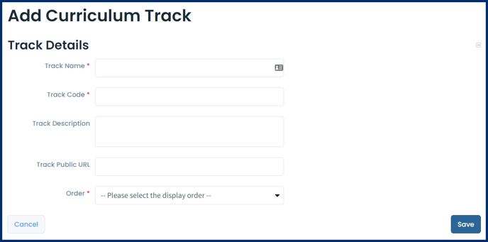 Add Curriculum Track Plus Track Code