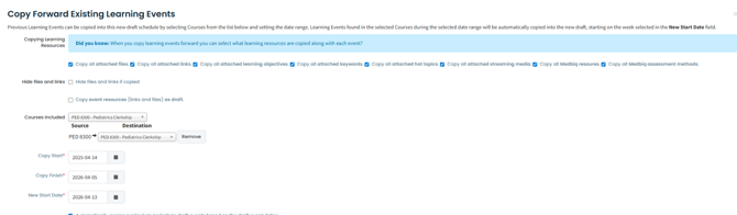 Copy Forward Learning Events