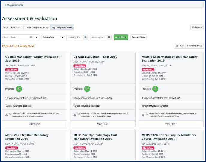 Learner A&E Dashboard - My Completed Tasks-1