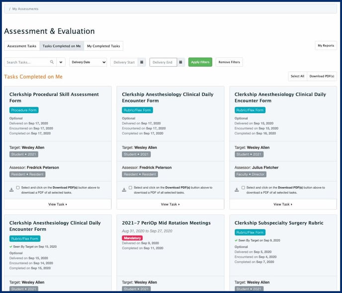 Learner A&E Dashboard - Tasks Completed On Me