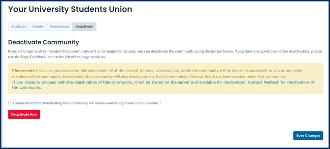 deactivatecommunity