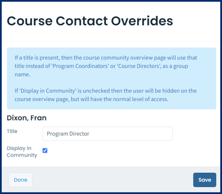 Custom Course Contact Fran Dixon Example
