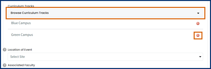 Adding or Deleting Curriculum Tracks on Events