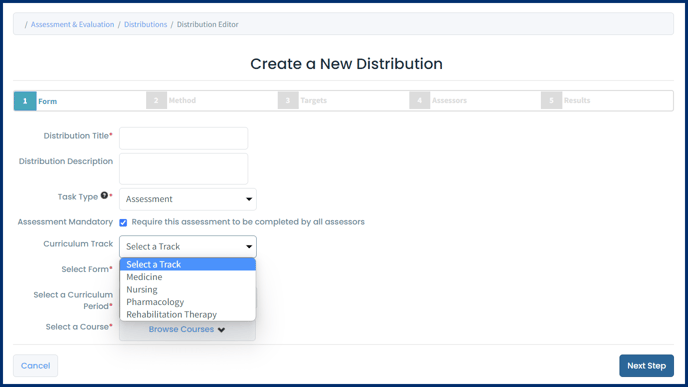 Assigning a Curriculum Track to a Distribution