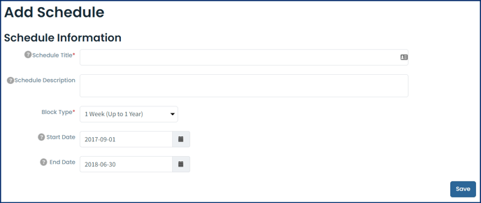 Configure New Block Schedule