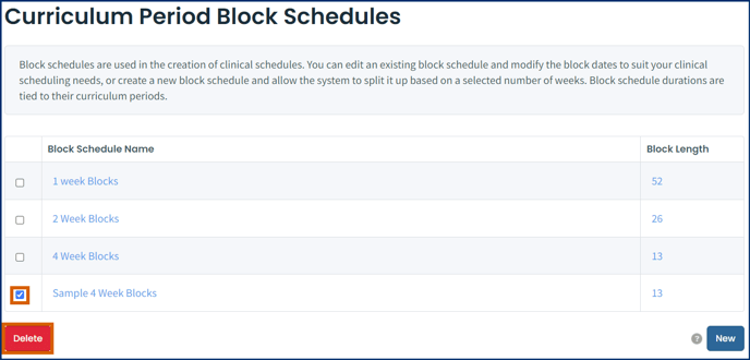 Deleting a Block Schedule