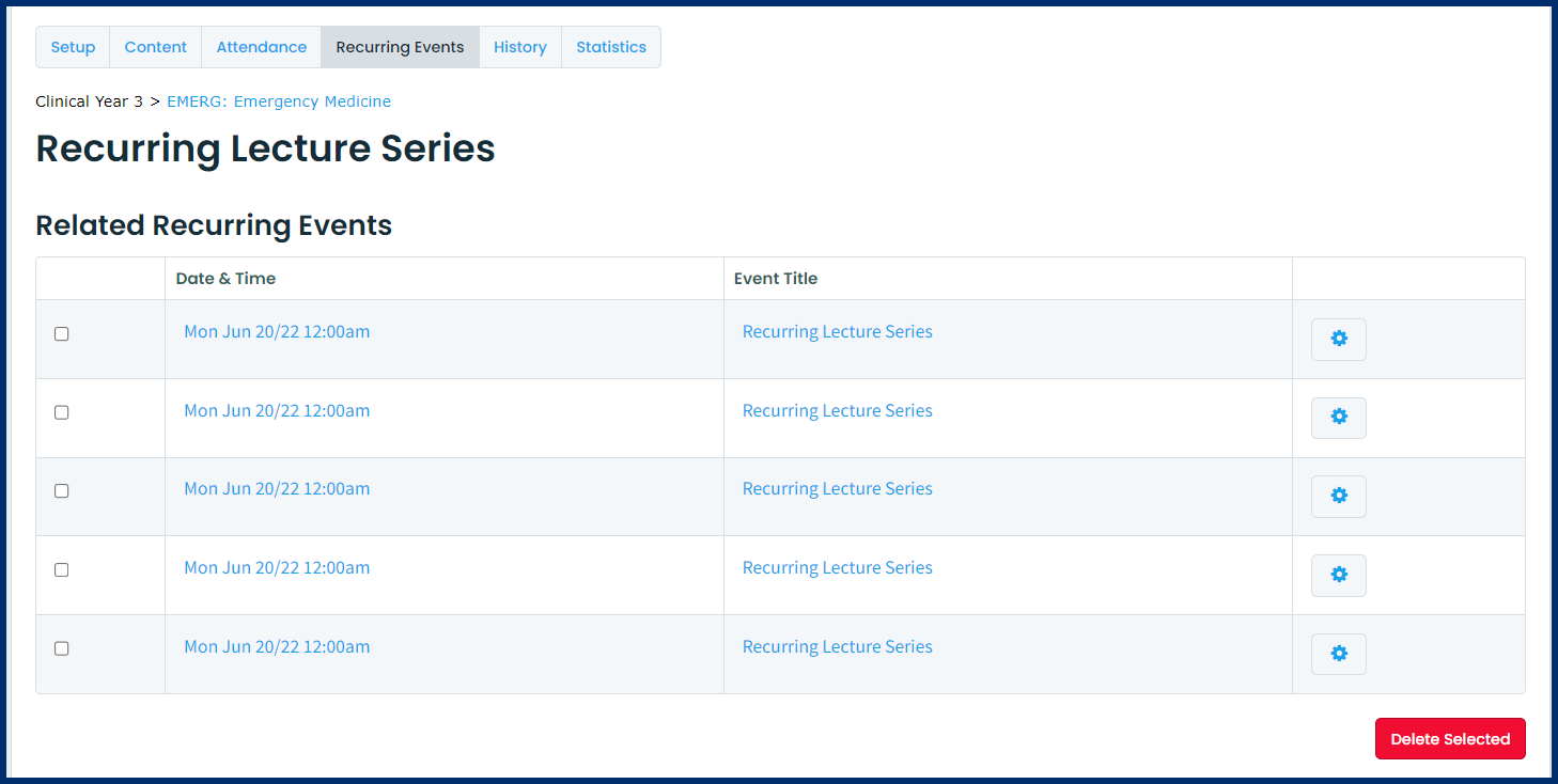 Recurring Events/Event Series