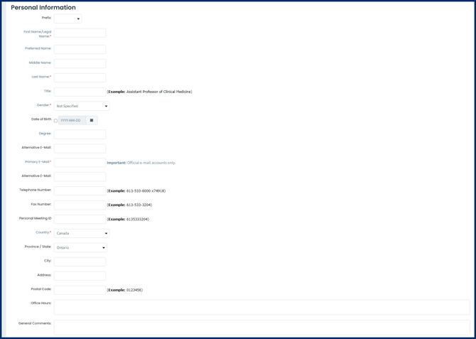 Adding Users - Personal Information