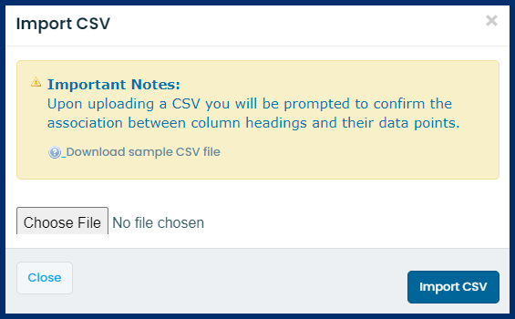 Import Users Via CSV Pop Up