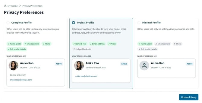 Updated Privacy Preferences Page